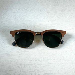 LIKE NEW - Ray-Ban Clubmaster Wood Sunglasses (Polarized)
